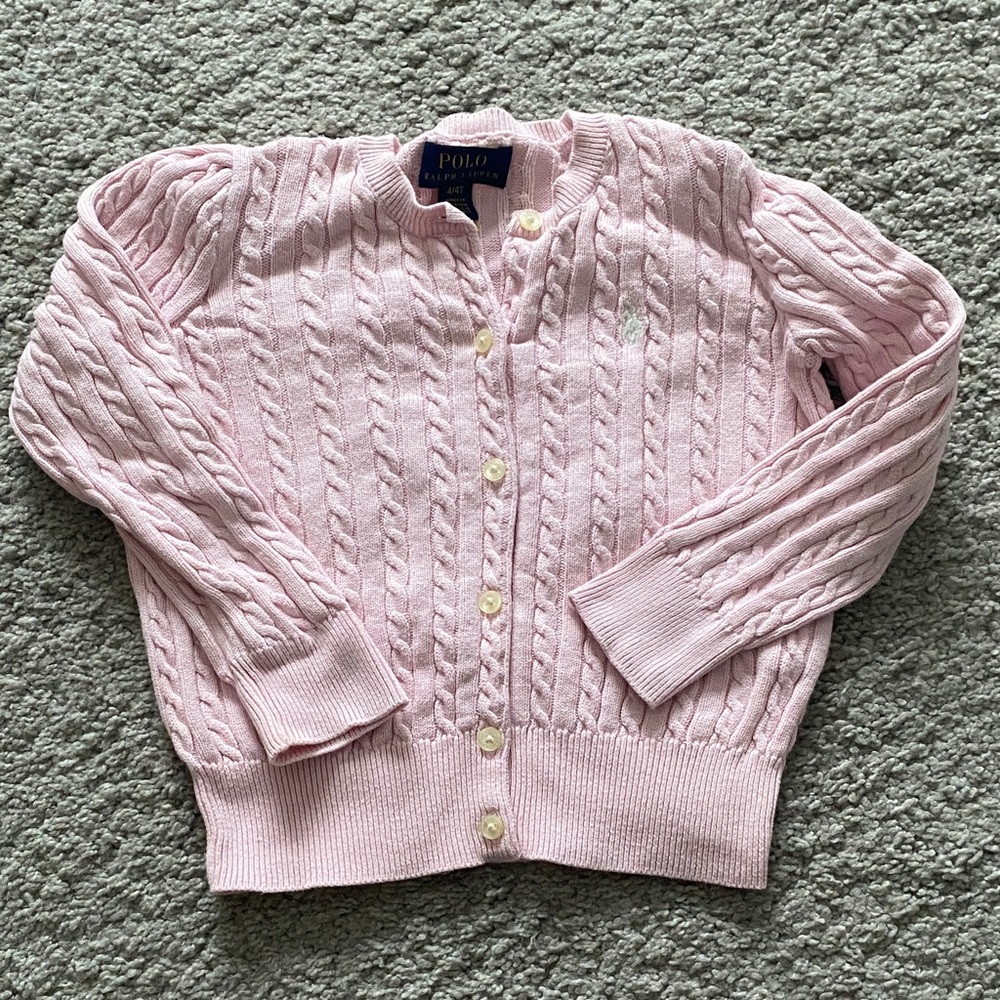Polo by Ralph Lauren Light Pink Cable Knit Cardigan